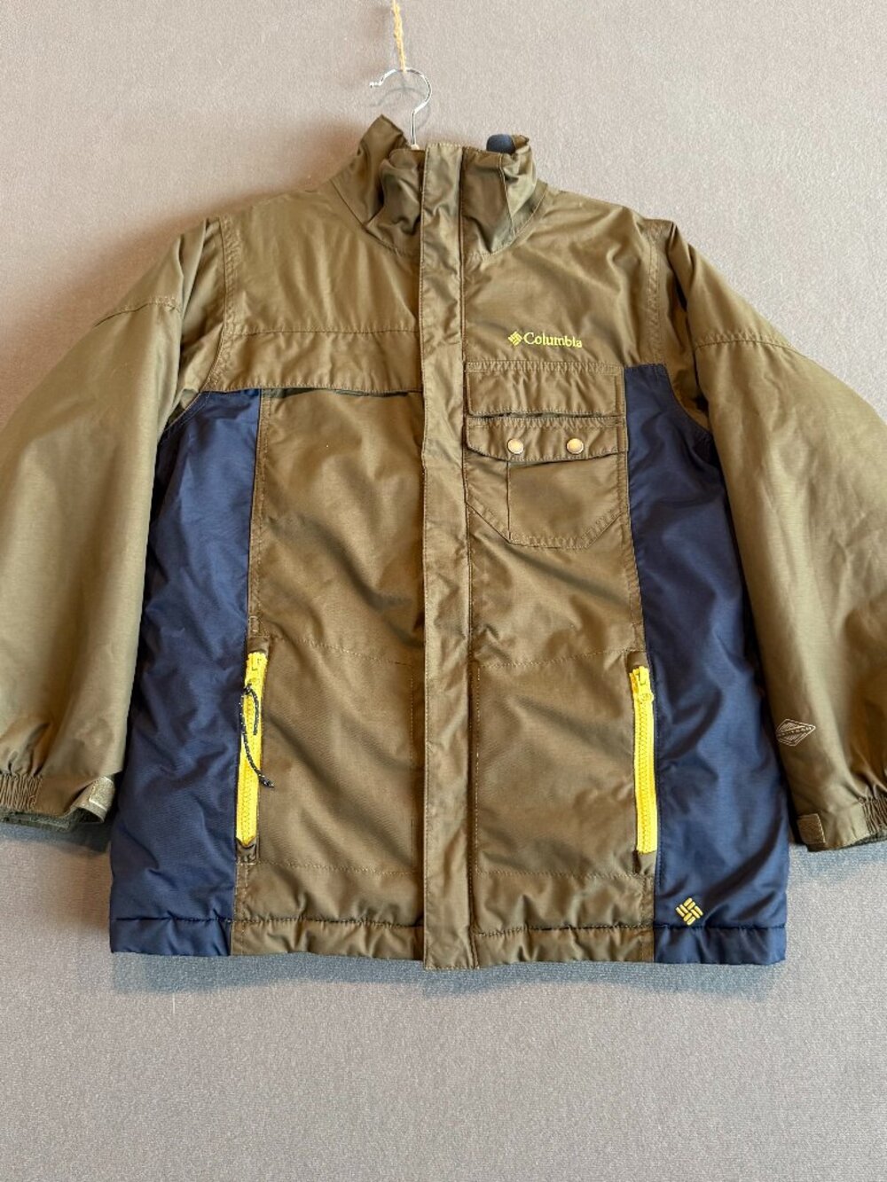 Columbia Omni-Tech Kids Waterproof Insulated Ski Jacket Gray Navy 10/12